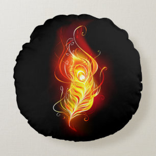 Coussins Ronds Fire Peacock Feather