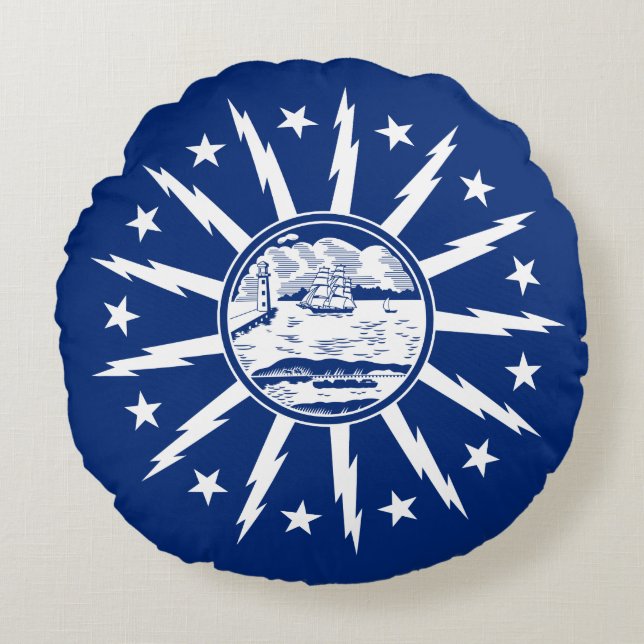 Coussins Ronds Flag of Buffalo, New York Round Pillow (Devant)