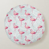 Coussins Ronds Flamant rose rose et Feuilles de palme - Cute (Dos)