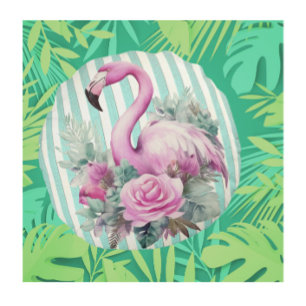 Coussins Ronds Flamant rose vintage Retro Tropical Rose