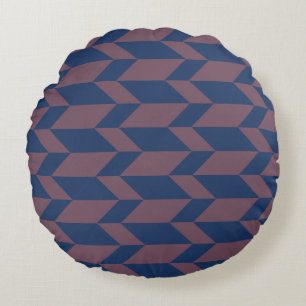 Coussins Ronds Flèche à deux tons gras Chevron Bleu foncé rose