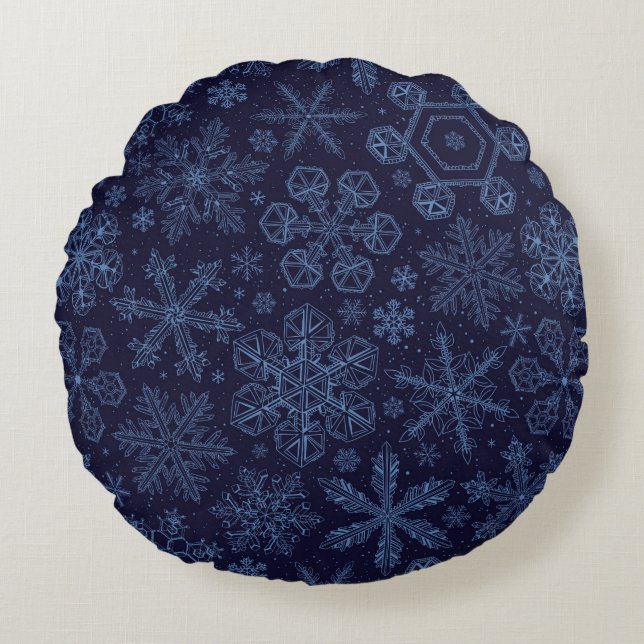 Coussins Ronds Flèches bleues sur bleu (Devant)