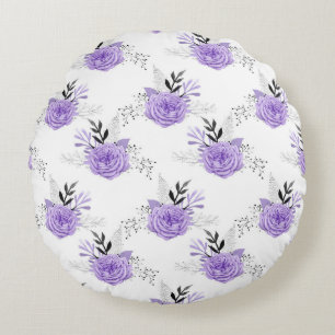 Coussins Ronds Fleur Botanique Florale Colorée Violette