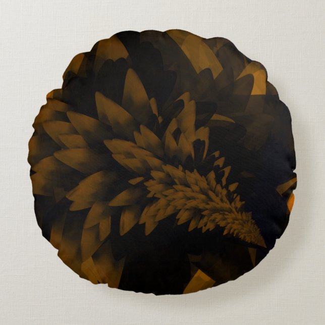 Coussins Ronds Fleur brun et noir (Devant)