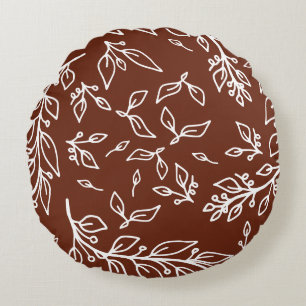 Coussins Ronds Fleur brun prune foncé
