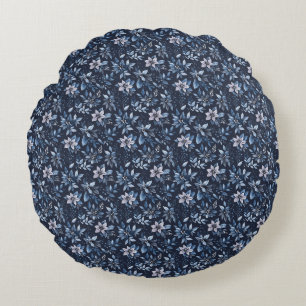 Coussins Ronds Fleur d'anniversaire dans les tons bleu et lavande