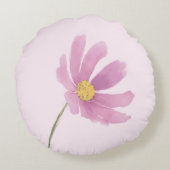 Coussins Ronds Fleur d'aquarelle rose Cosmos Nom personnalisé (Dos)