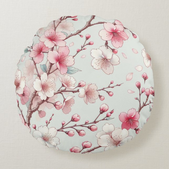 Coussins Ronds Fleur de Cerisier (Devant)