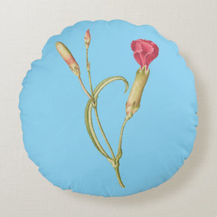 Coussins Ronds Fleur de dianthus rose florissante BLEUE BK