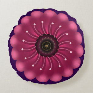 Coussins Ronds Fleur de fantaisie rose lumineuse Fleur abstrait