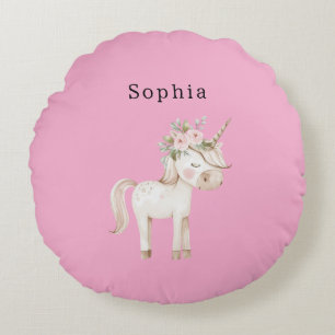 Coussins Ronds Fleur de licorne rose