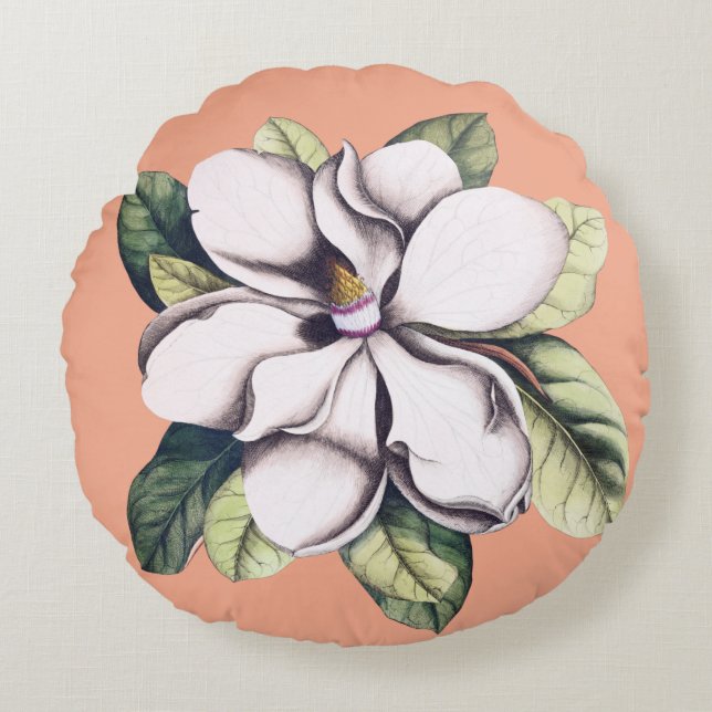 Coussins Ronds Fleur de Magnolia (Devant)