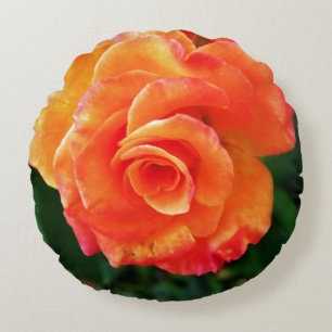 Coussins Ronds Fleur de rose orange