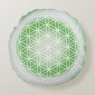 Coussins Ronds Fleur de Vie Verdoyante Bloom