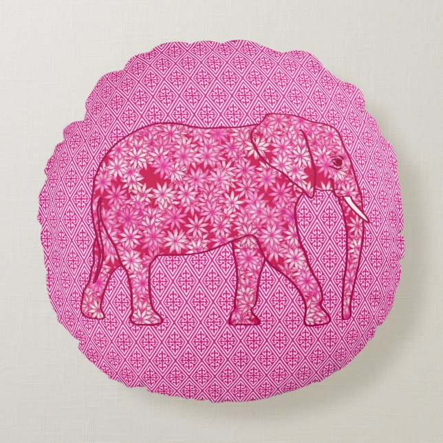 Coussins Ronds Fleur d'éléphant - rose fuchsia (Devant)