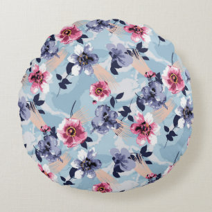 Coussins Ronds fleur design motif textile illustration, arrière