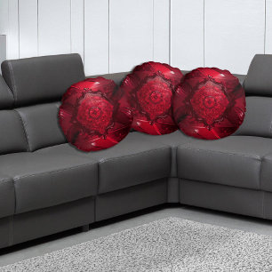 Coussins Ronds Fleur Élégante Rouge