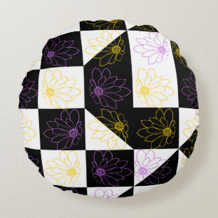 Coussins Ronds fleur en Monochrome motif de contrôle esthétique