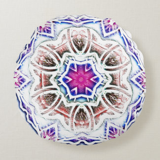 Coussins Ronds Fleur en texture plâtre, ombre douce sur blanc