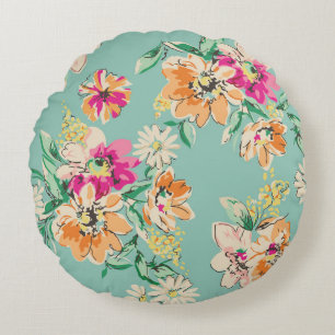Coussins Ronds fleur esquissée aux couleurs vives - backgr sans s