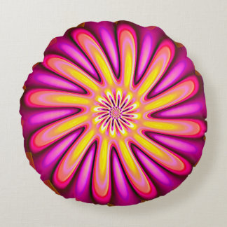 Coussins Ronds Fleur Fractée Rose Chaud Et Super
