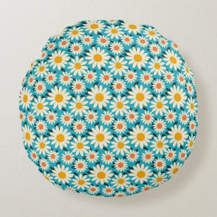 Coussins Ronds Fleur marguerite blanche et orange sans couleur