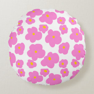 Coussins Ronds Fleur marguerite rose jaune moderne motif élégant