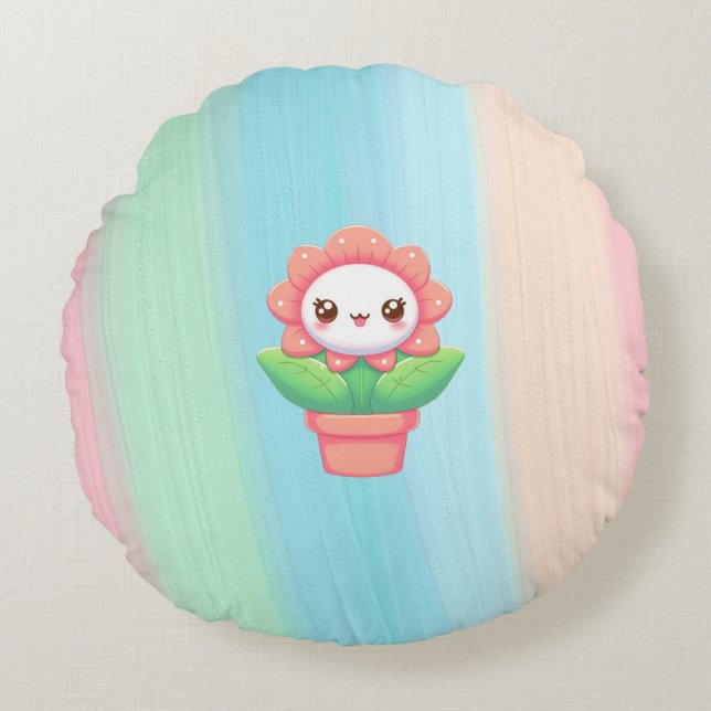 Coussins Ronds Fleur mignonne, capricieuse en pot (Devant)