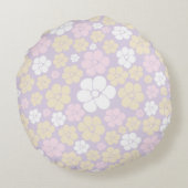 Coussins Ronds Fleur Motif - Pastel rose, jaune et violet (Dos)
