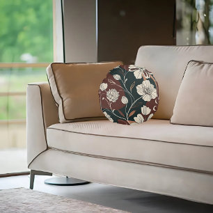 Coussins Ronds Fleur Noir d'automne