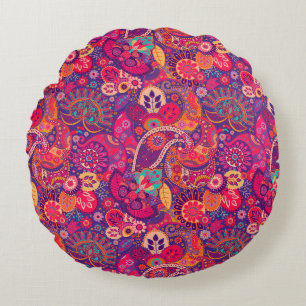 Coussins Ronds Fleur noire : Motif de jardin rose artistique