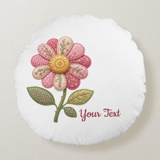 Coussins Ronds Fleur patchwork dans le style country (Devant)