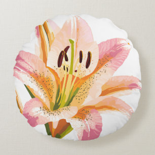 Coussins Ronds Fleur rose Lily Belle peinture