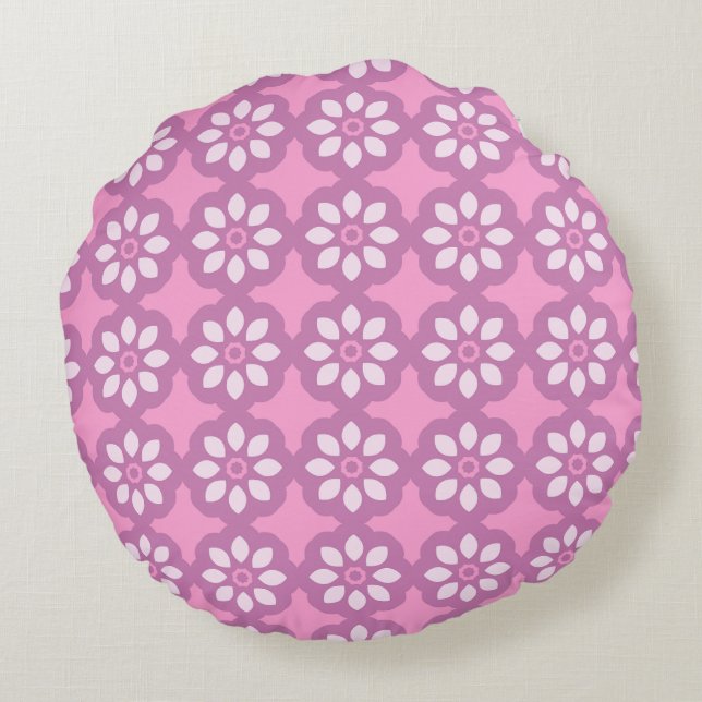 Coussins Ronds Fleur Rose Rétro  (Dos)