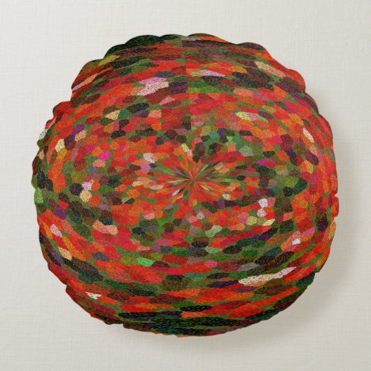 Coussins Ronds Fleur rouge vive abstraite (Devant)
