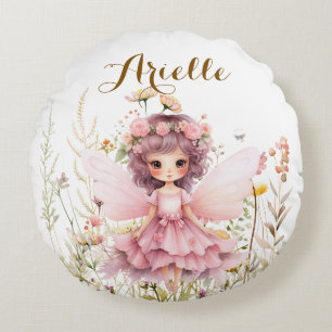 Coussins Ronds Fleur sauvage de fantaisie fée pastel