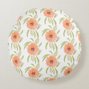 Coussins Ronds Fleur sauvage de fleurs de prairie florale aquarel