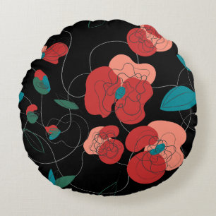 Coussins Ronds Fleur sauvage Wonderland motif de fleurs stylisé