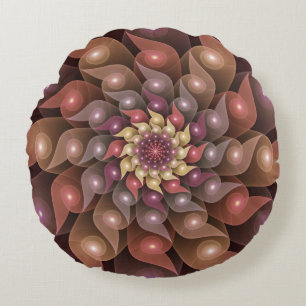 Coussins Ronds Fleur surréaliste brillante Art fractal abstrait m