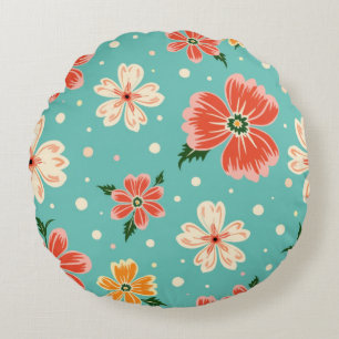Coussins Ronds Fleur tropical bleu