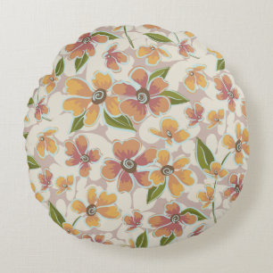 Coussins Ronds Fleur tropicale rétro orange rose