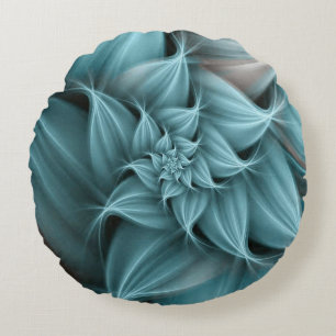 Coussins Ronds Fleur Turquoise Magnifique Fractale