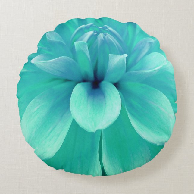 Coussins Ronds Fleur verte et bleue (Devant)
