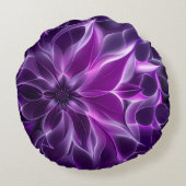 Coussins Ronds Fleur violette profonde fractale hypnotique (Dos)