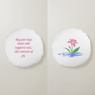 Coussins Ronds Fleurir de bonheur | Citation Inspirante Florale