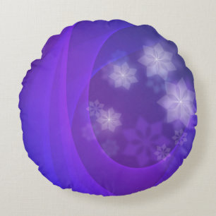 Coussins Ronds Fleurs Abstraites sur Arrière - plan Indigo plié