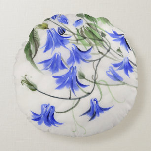 Coussins Ronds Fleurs bleues