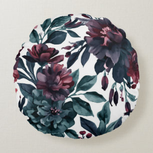 Coussins Ronds Fleurs Botaniques Aquarelle Maussade Floral