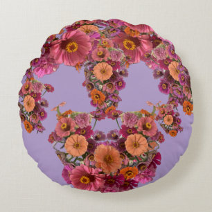 Coussins Ronds Fleurs Bouquet de Zinnia Maureen Girard Coloré