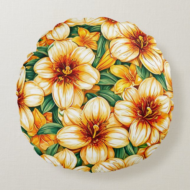 Coussins Ronds Fleurs colorées (Devant)